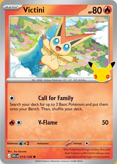 English Victini 013/128 — Pokemon TCG 30th Celebration