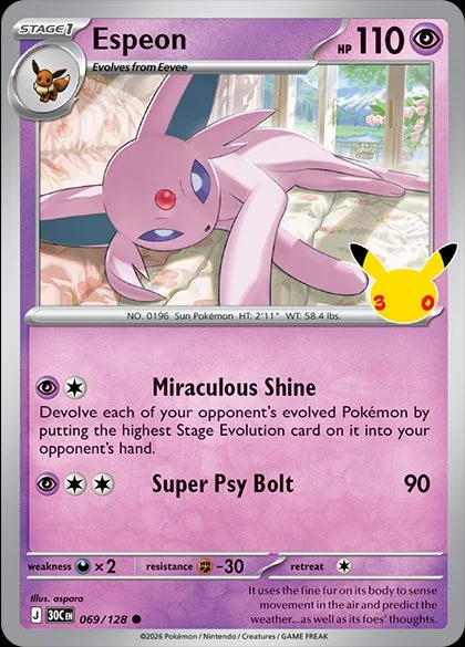 English Espeon 069/128 — Pokemon TCG 30th Celebration