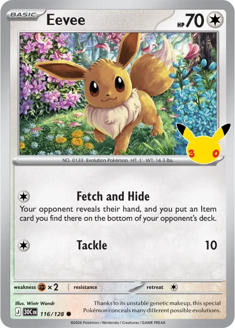 English Eevee 116/128 — Pokemon TCG 30th Celebration