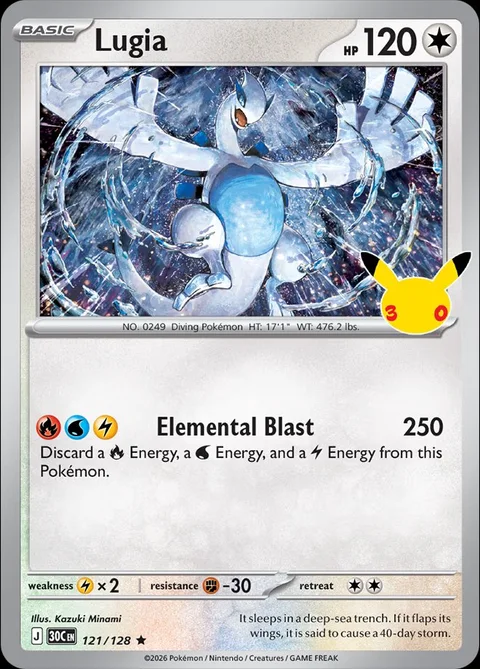English Lugia 121/128 — Pokemon TCG 30th Celebration