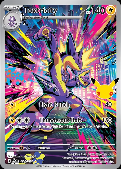 English Toxtricity 134/128 — Pokemon TCG 30th Celebration