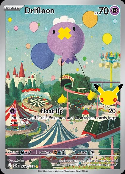 English Drifloon 136/128 — Pokemon TCG 30th Celebration