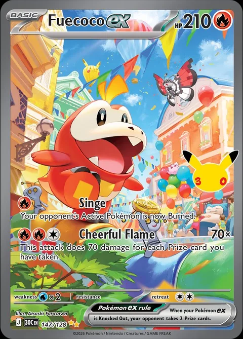 English Fuecoco ex 147/128 — Pokemon TCG 30th Celebration