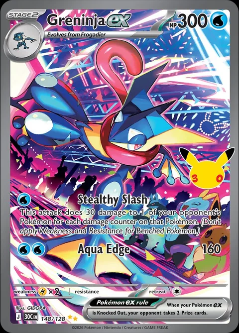 English Greninja ex 148/128 from Pokemon TCG 30th Celebration