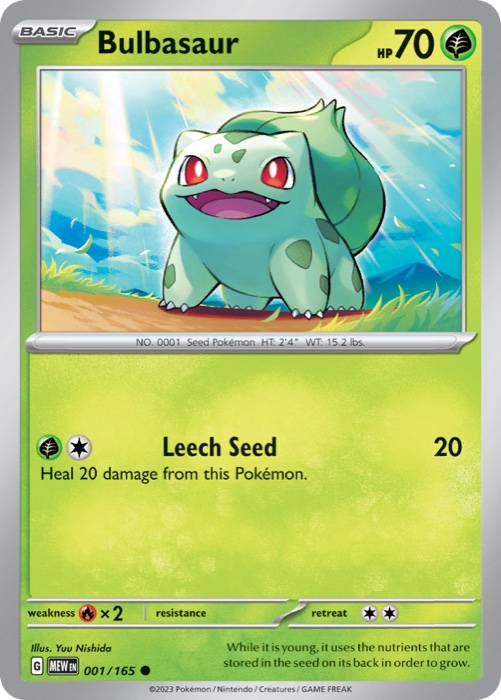 Bulbasaur 001 from Pokémon 151, a Common card