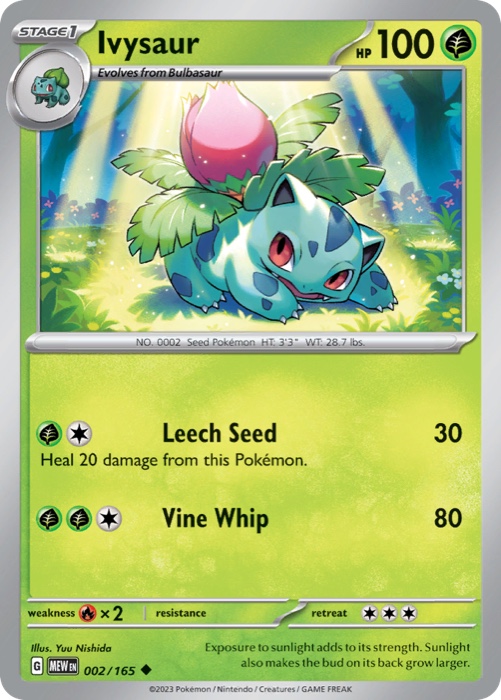 Ivysaur 002 from Pokémon 151, an Uncommon card