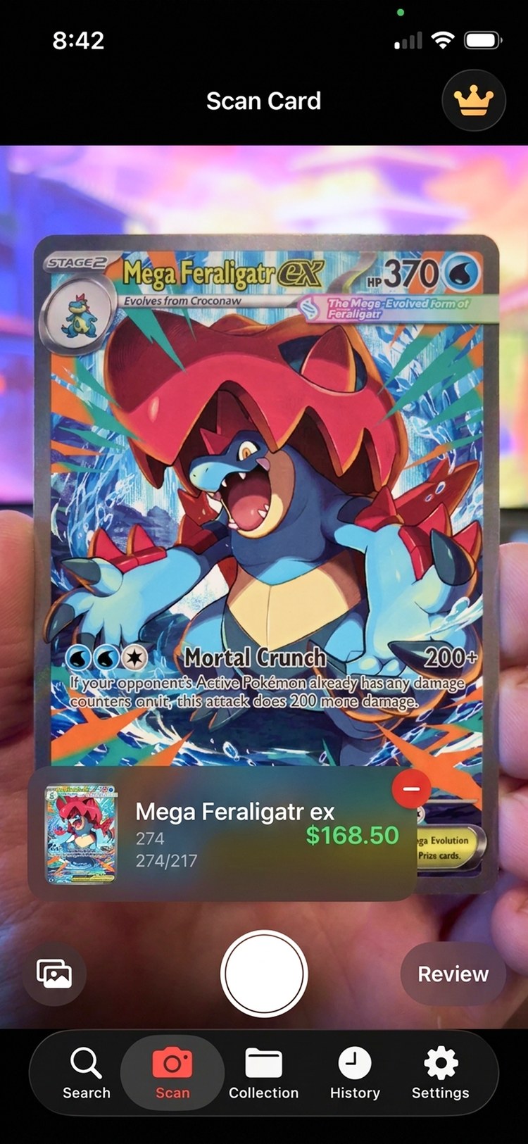 MonZap scanner identifying a Pokemon card