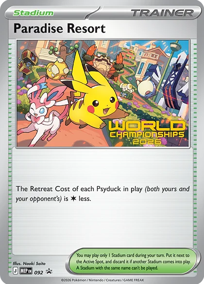 Paradise Resort MEP 092 promo card for the 2026 Pokemon World Championships